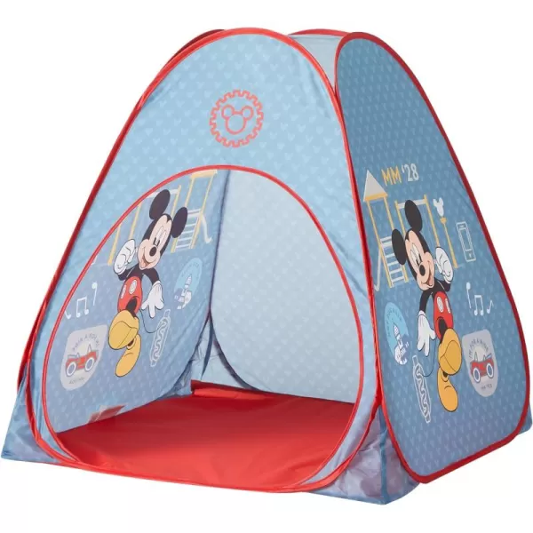 Disney Mickey Mouse 3 Piece Slumber Set with Kids Indoor Outdoor UPF 30+ Pop Up Play Tent with Pillow and Flashlight