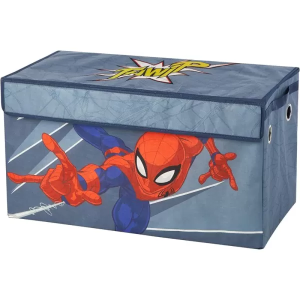 Idea Nuova Marvel Spiderman Collapsible Children’s Toy Storage Trunk, Durable with Soft Lid, 28.5" Wx14.5"x16", Spiderman Blue
