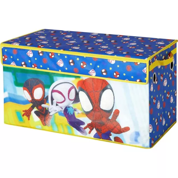 Idea Nuova Marvel Spiderman Collapsible Children’s Toy Storage Trunk, Durable with Soft Lid, 28.5" Wx14.5"x16", Spiderman Blue