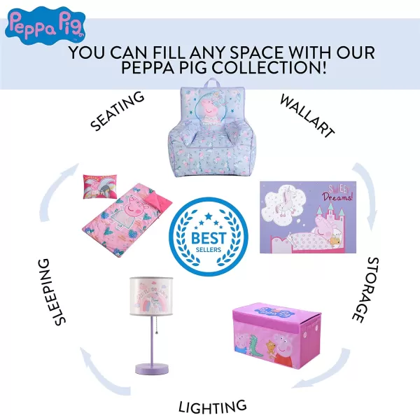 Idea Nuova Peppa Pig Stick Table Kids Lamp with Pull Chain, Themed Printed Decorative Shade