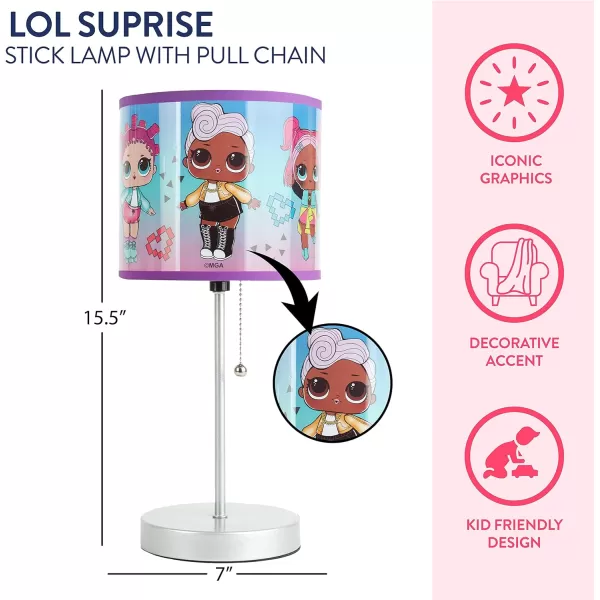 Idea Nuova Peppa Pig Stick Table Kids Lamp with Pull Chain, Themed Printed Decorative Shade