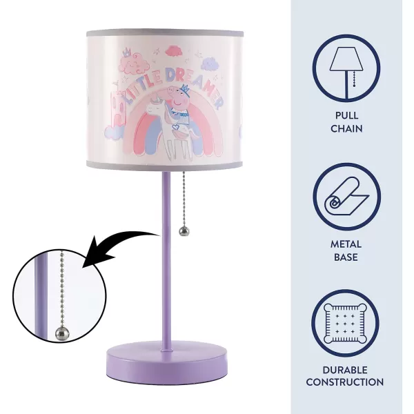 Idea Nuova Peppa Pig Stick Table Kids Lamp with Pull Chain, Themed Printed Decorative Shade