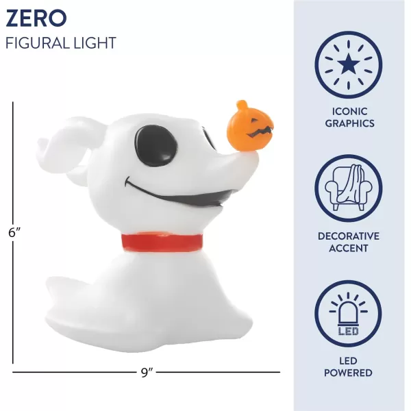 Idea Nuova Disney Nightmare Before Christmas Zero Figural LED Novelty Table Top Mood Light, 8" H x 9" L