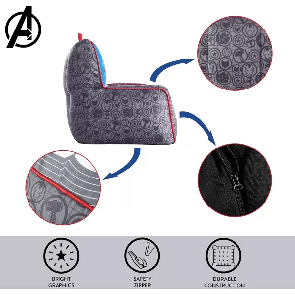 imageIdea Nuova PJ Mask Toddler Nylon Bean Bag Chair with Piping ampamp Top Carry Handle NK570401 MediumAvengers