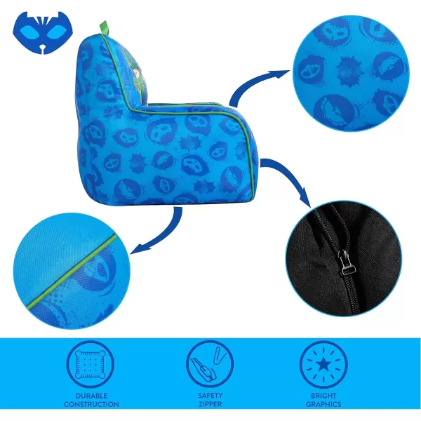imageIdea Nuova PJ Mask Toddler Nylon Bean Bag Chair with Piping ampamp Top Carry Handle NK570401 MediumPj Mask