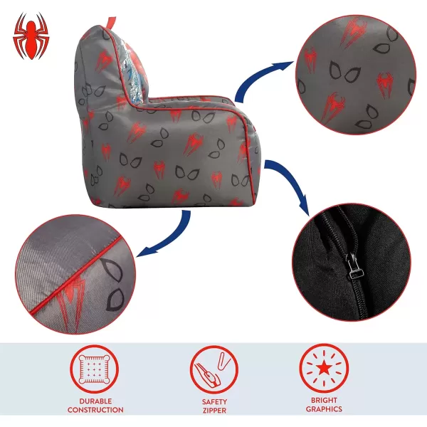 imageIdea Nuova PJ Mask Toddler Nylon Bean Bag Chair with Piping ampamp Top Carry Handle NK570401 MediumSpiderman