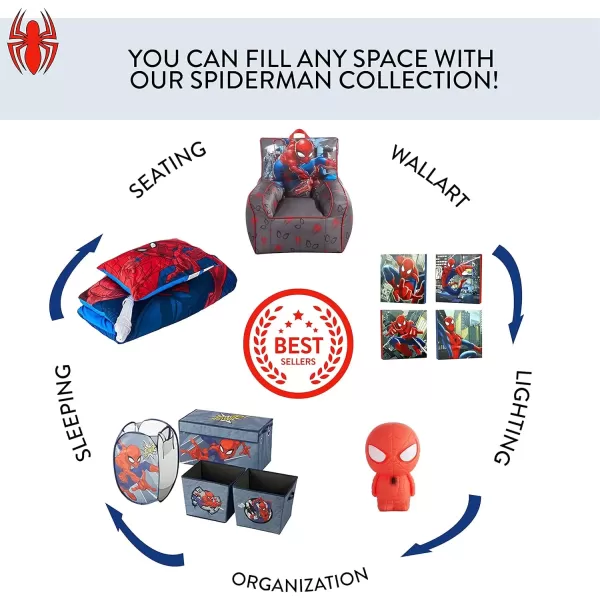 imageIdea Nuova PJ Mask Toddler Nylon Bean Bag Chair with Piping ampamp Top Carry Handle NK570401 MediumSpiderman