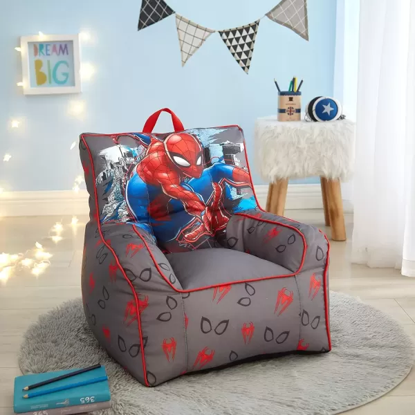 imageIdea Nuova PJ Mask Toddler Nylon Bean Bag Chair with Piping ampamp Top Carry Handle NK570401 MediumSpiderman
