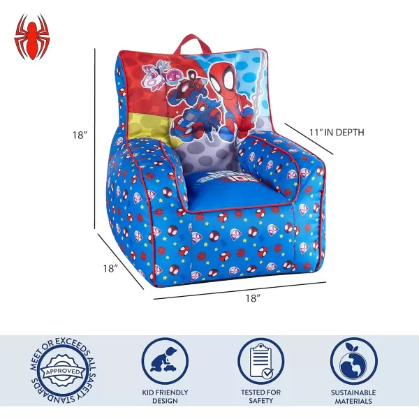imageIdea Nuova PJ Mask Toddler Nylon Bean Bag Chair with Piping ampamp Top Carry Handle NK570401 MediumSpidey and Friends