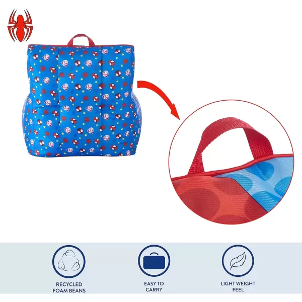 imageIdea Nuova PJ Mask Toddler Nylon Bean Bag Chair with Piping ampamp Top Carry Handle NK570401 MediumSpidey and Friends