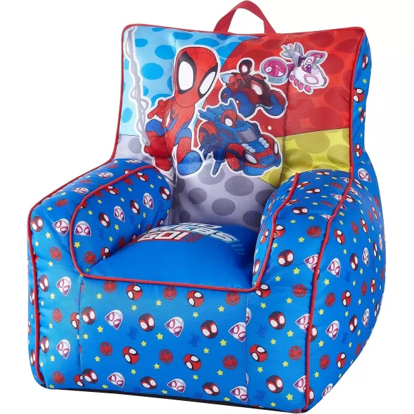 imageIdea Nuova PJ Mask Toddler Nylon Bean Bag Chair with Piping ampamp Top Carry Handle NK570401 MediumSpidey and Friends