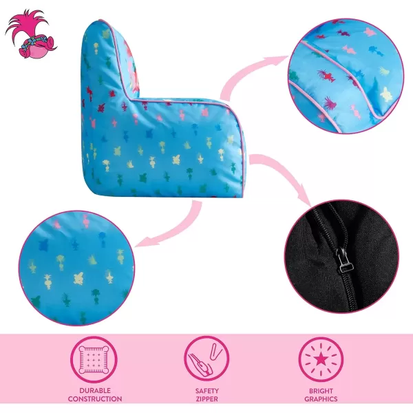 imageIdea Nuova PJ Mask Toddler Nylon Bean Bag Chair with Piping ampamp Top Carry Handle NK570401 MediumTrolls