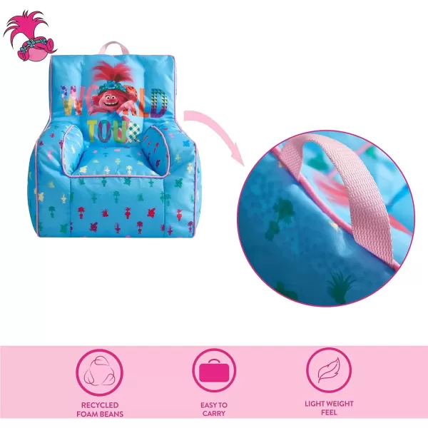 imageIdea Nuova PJ Mask Toddler Nylon Bean Bag Chair with Piping ampamp Top Carry Handle NK570401 MediumTrolls