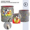 imageIdea Nuova PJ Mask 3 Piece Multi Size Fabric Nestable Toy Storage Basket Set with Rope Carry HandlesMickey Mouse