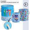 imageIdea Nuova PJ Mask 3 Piece Multi Size Fabric Nestable Toy Storage Basket Set with Rope Carry HandlesPj Mask