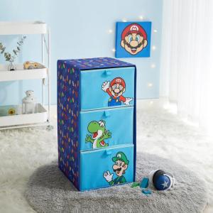 imageIdea Nuova PJ Mask 3 Drawer Soft Storage Unit with Poly Canvas FrameSuper Mario