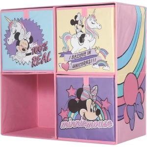 imageIdea Nuova Space Jam Collapsible Storage Cubby Unit and Bookshelf with 3 Collapsible CubesMinnie Mouse