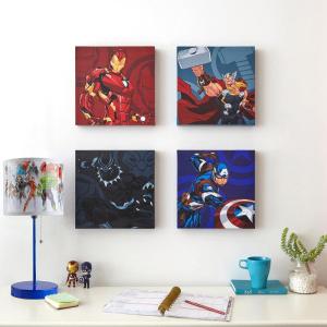 imageIdea Nuova Marvel Black Panther 4 Pack Square Canvas Wall Art Set 11quotx11quot eachAvengers  Iron man  Thor  Black Panther  Captain America