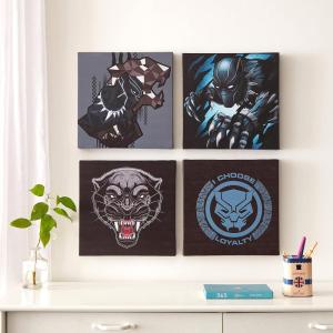 imageIdea Nuova Marvel Black Panther 4 Pack Square Canvas Wall Art Set 11quotx11quot eachBlack Panther