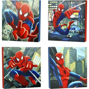 imageIdea Nuova Marvel Black Panther 4 Pack Square Canvas Wall Art Set 11quotx11quot eachSpiderman