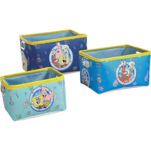 imageIdea Nuova Batman 3 Piece Nestable Rectangular Storage Bins with Grommet Handles for Organizing Toys Games Clothes in Nursery Playroom Bedroom BathroomSpongebob
