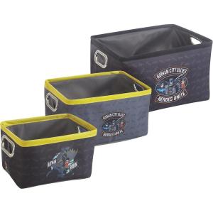 imageIdea Nuova Batman 3 Piece Nestable Rectangular Storage Bins with Grommet Handles for Organizing Toys Games Clothes in Nursery Playroom Bedroom BathroomBatman
