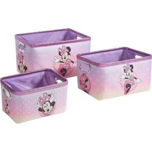 imageIdea Nuova Batman 3 Piece Nestable Rectangular Storage Bins with Grommet Handles for Organizing Toys Games Clothes in Nursery Playroom Bedroom BathroomMinnie Mouse