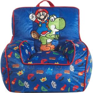 imageIdea Nuova Cocomelon Kids Mink Plush Bean Bag Chair with Piping ampamp Top Carry Handle  LargeSuper Mario