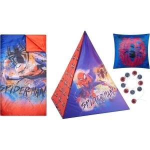 imageIdea Nuova Spiderman 4 Piece Tee Pee Slumber Set with Pillow and String LightsSpiderman