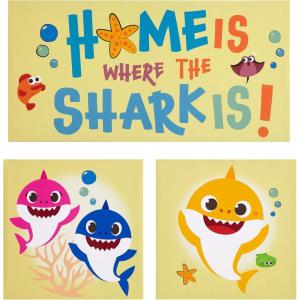 imageIdea Nuova Sanrio Hello Kitty Pastel Dot 3Piece Canvas Wall Art Set For Room Dcor12quotx12quot and 24quotx12quotBaby Shark
