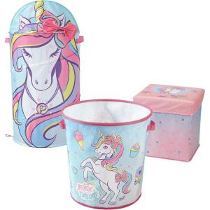 imageIdea Nuova JoJo Siwa Believe in Your Dreams Unicorn 3 Piece Collapsible Storage Set with Collapsible Ottoman Bin and Figural Dome Pop Up Hamper PinkJojo Siwa