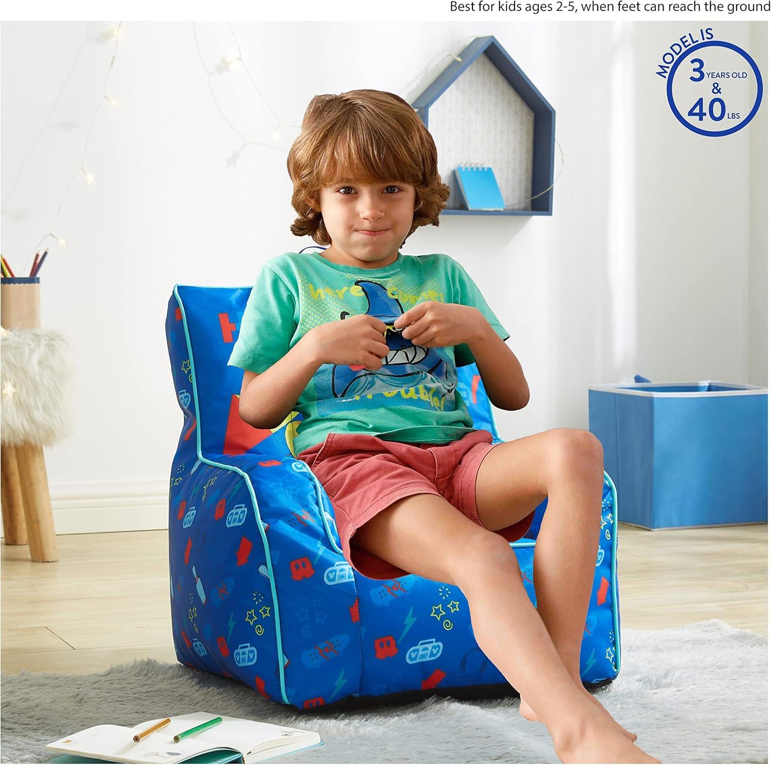 imageIdea Nuova Disney Mickey Mouse Kids Nylon Bean Bag Chair with Piping ampamp Top Carry Handle Large