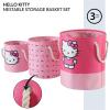 imageIdea Nuova Sanrio Hello Kitty 3 Piece Fabric Storage Basket Set Pink Nestable Toy Storage Bins with Rope Handles  Kids Bedroom ampamp Nursery OrganizerHello Kitty