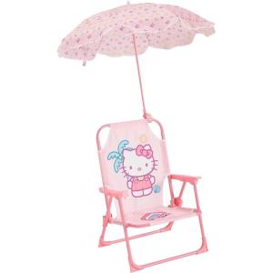 imageIdea Nuova Batman Kids Outdoor Folding Beach Chair with UmbrellaPortable Camp Chair for Ages 3 Lightweight ampamp Compact for Beach Camping and BackyardHello Kitty