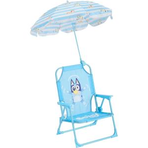 imageIdea Nuova Batman Kids Outdoor Folding Beach Chair with UmbrellaPortable Camp Chair for Ages 3 Lightweight ampamp Compact for Beach Camping and BackyardBluey
