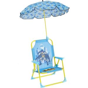 imageIdea Nuova Batman Kids Outdoor Folding Beach Chair with UmbrellaPortable Camp Chair for Ages 3 Lightweight ampamp Compact for Beach Camping and BackyardBatman