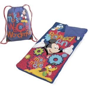 imageIdea Nuova Disney Mickey Mouse Drawstring Carry Bag with Nap Mat Slumber Set Blue 26quotx46quot