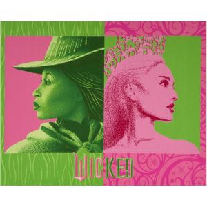 imageIdea Nuova Wicked the Movie Glinda and Elphaba Canvas Wall Art with Embroidery Detail 14quot Wx11 H
