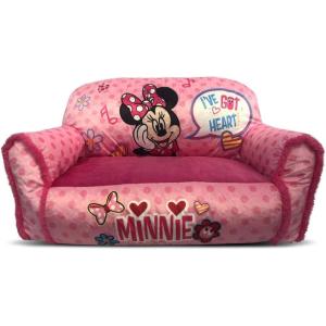 imageDisney Minnie Mouse Toddler Double Bean Bag Sofa Chair with Sherpa Trim  Pink Large