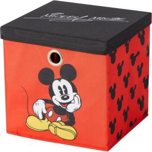 imageIdea Nuova Bluey Collapsible Fabric Storage Cube10 Organizer Bin with Lid for Bedroom Playroom and ClosetMickey Mouse
