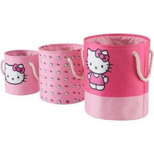imageIdea Nuova Disney Princess 3 Piece Fabric Storage Basket Set Nestable Toy Storage Bins with Rope Handles Kids Bedroom ampamp Nursery OrganizerHello Kitty