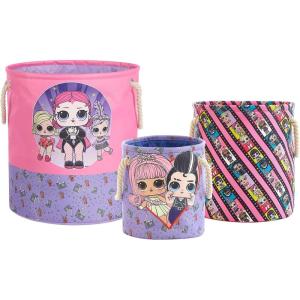 imageIdea Nuova Disney Princess 3 Piece Fabric Storage Basket Set Nestable Toy Storage Bins with Rope Handles Kids Bedroom ampamp Nursery OrganizerLol Surprise