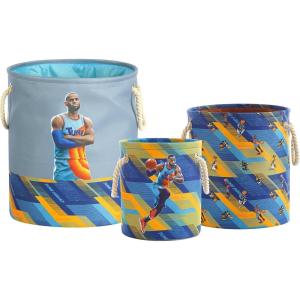 imageIdea Nuova Disney Princess 3 Piece Fabric Storage Basket Set Nestable Toy Storage Bins with Rope Handles Kids Bedroom ampamp Nursery OrganizerSpace Jam