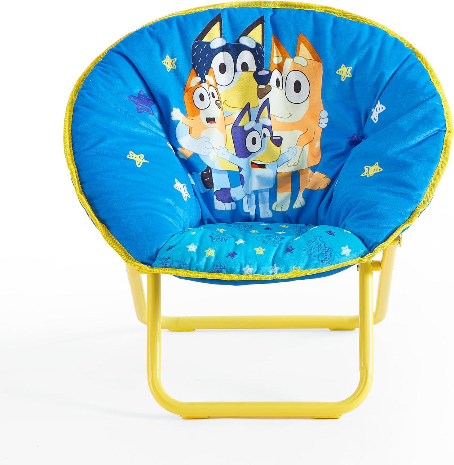 imageBluey Toddler Saucer Chair 19 Folding Kids Chair Ages 3 Portable ampamp Lightweight Cozy Padded Seat for Playroom Bedroom