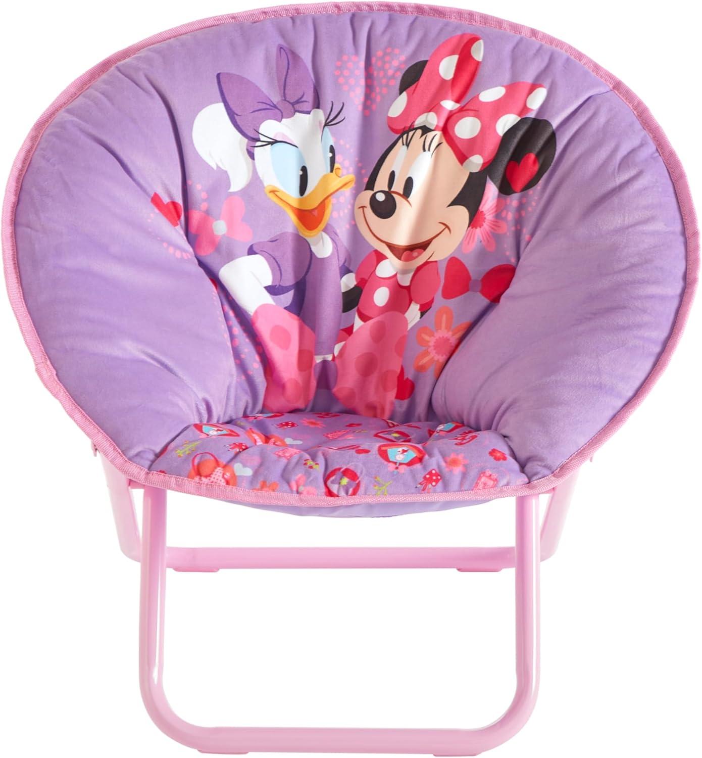 imageDisney Minnie Mouse Toddler Saucer Chair 19 Folding Kids Chair Ages 3 Portable ampamp Lightweight Cozy Padded Seat for Playroom Bedroom