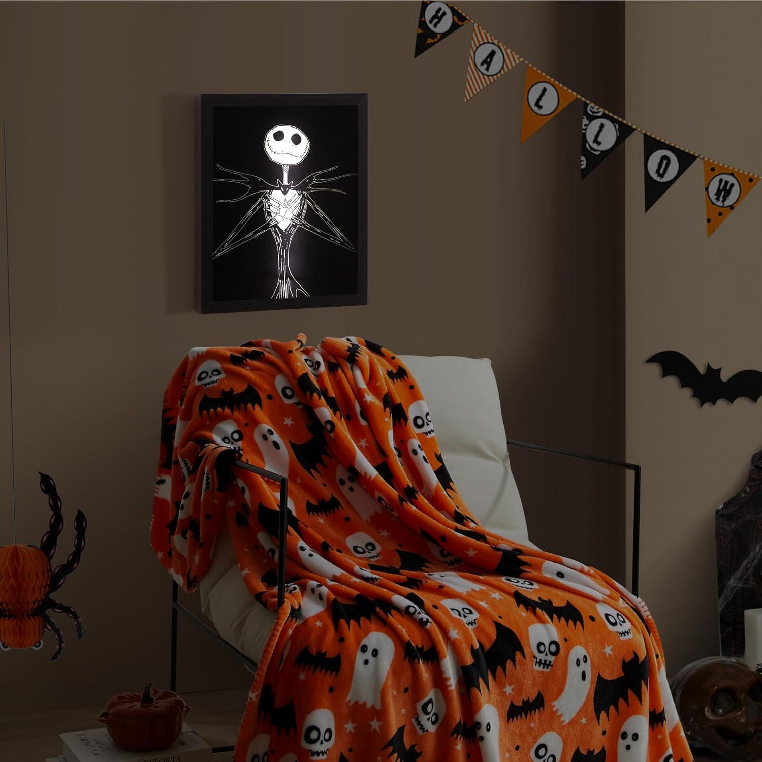 imageDisney Nightmare Before Christmas Jack Skellington LED Dual Wall Art Gothic Halloween Dcor Black ampamp White Skeleton Character Print Tim Burton Nightmare Before Christmas Artwork Spooky Home ampamp Office Decoration in Black Frame