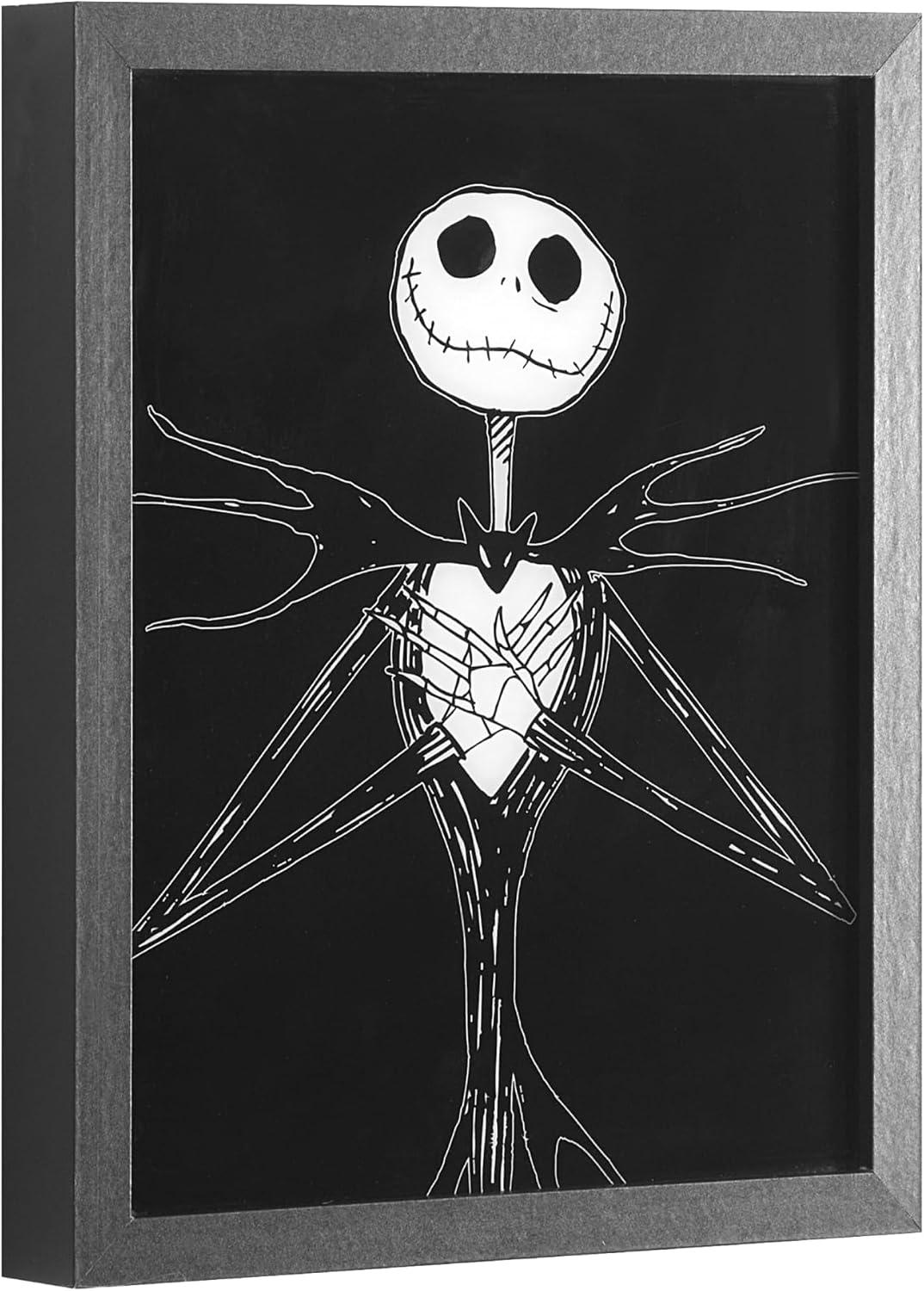 imageDisney Nightmare Before Christmas Jack Skellington LED Dual Wall Art Gothic Halloween Dcor Black ampamp White Skeleton Character Print Tim Burton Nightmare Before Christmas Artwork Spooky Home ampamp Office Decoration in Black Frame