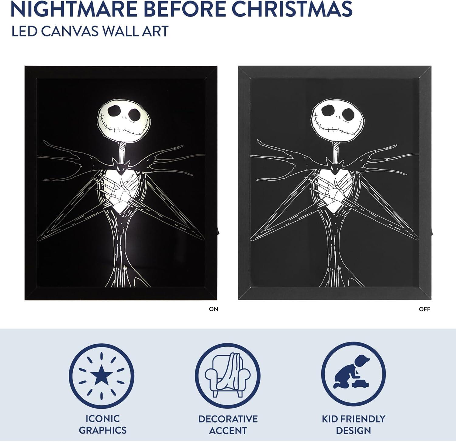 imageDisney Nightmare Before Christmas Jack Skellington LED Dual Wall Art Gothic Halloween Dcor Black ampamp White Skeleton Character Print Tim Burton Nightmare Before Christmas Artwork Spooky Home ampamp Office Decoration in Black Frame