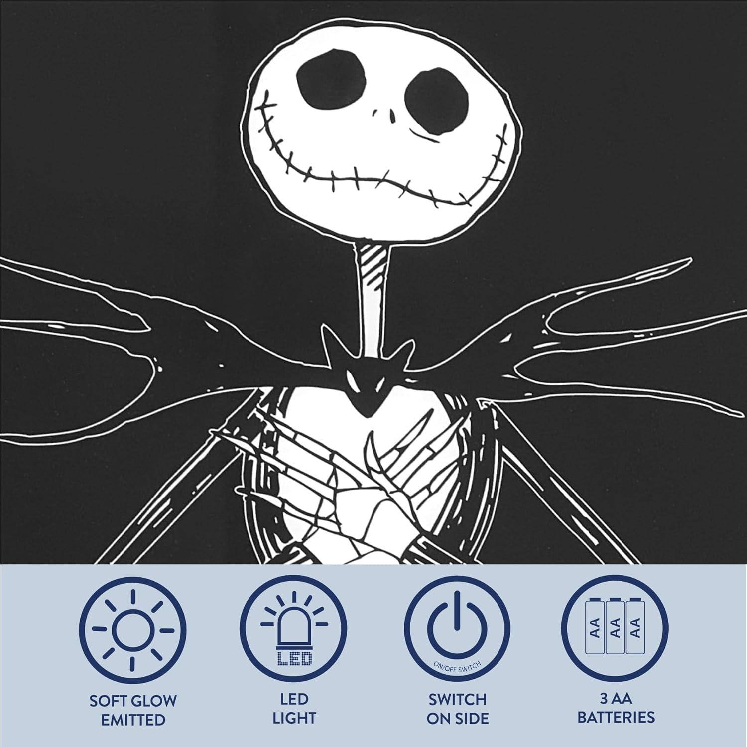 imageDisney Nightmare Before Christmas Jack Skellington LED Dual Wall Art Gothic Halloween Dcor Black ampamp White Skeleton Character Print Tim Burton Nightmare Before Christmas Artwork Spooky Home ampamp Office Decoration in Black Frame