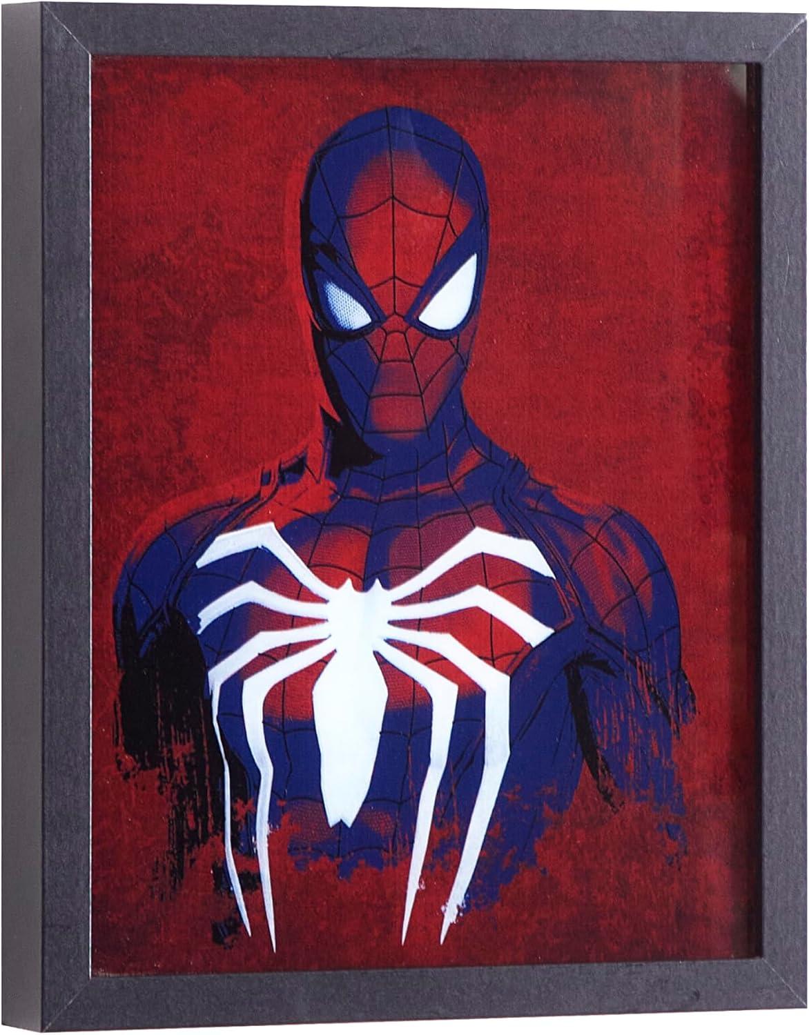 imageMarvel Spiderman Dual LED Wall ArtSuperhero Dcor Red ampamp Blue Comic Style Print Official Framed Artwork for Kids Room Bedroom or Game Room16quotx16quot